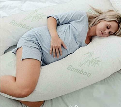 Bamboo 12ft Long U-Shaped Maternity Pillow With Removable Zipped Cover - Bedding Home