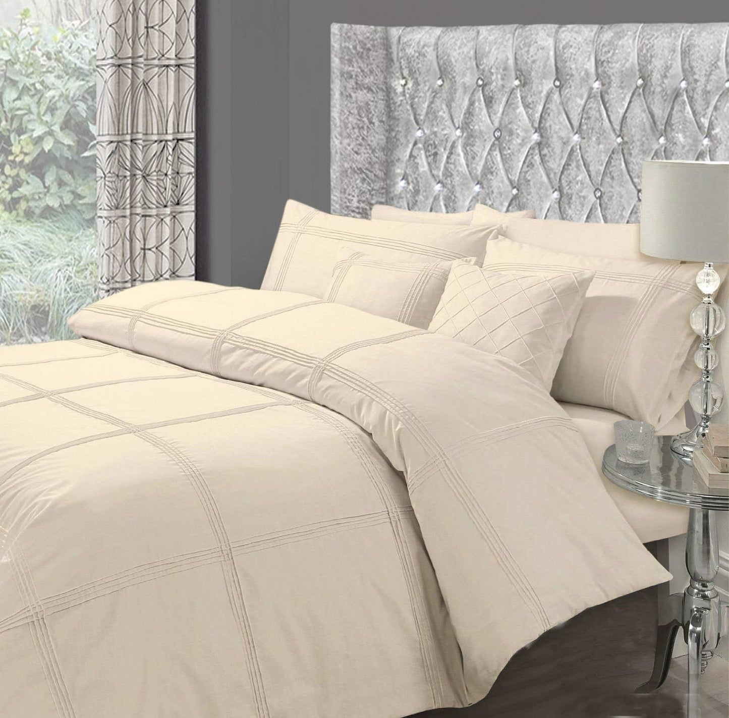 Hamlet Duvet Embroidered Cover Bedding Set with Pillows cream