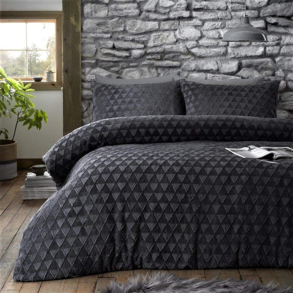 Embossed Duvet Cover charcol black single