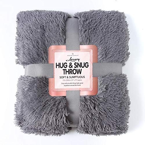 Luxury HUG_SNUG Fluffy Fur Throw Blanket grey