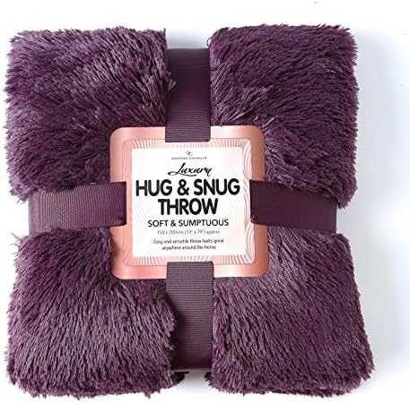 Luxury HUG_SNUG Fluffy Fur Throw Blanket purple