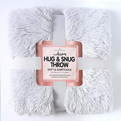 Luxury HUG_SNUG Fluffy Fur Throw Blanket white