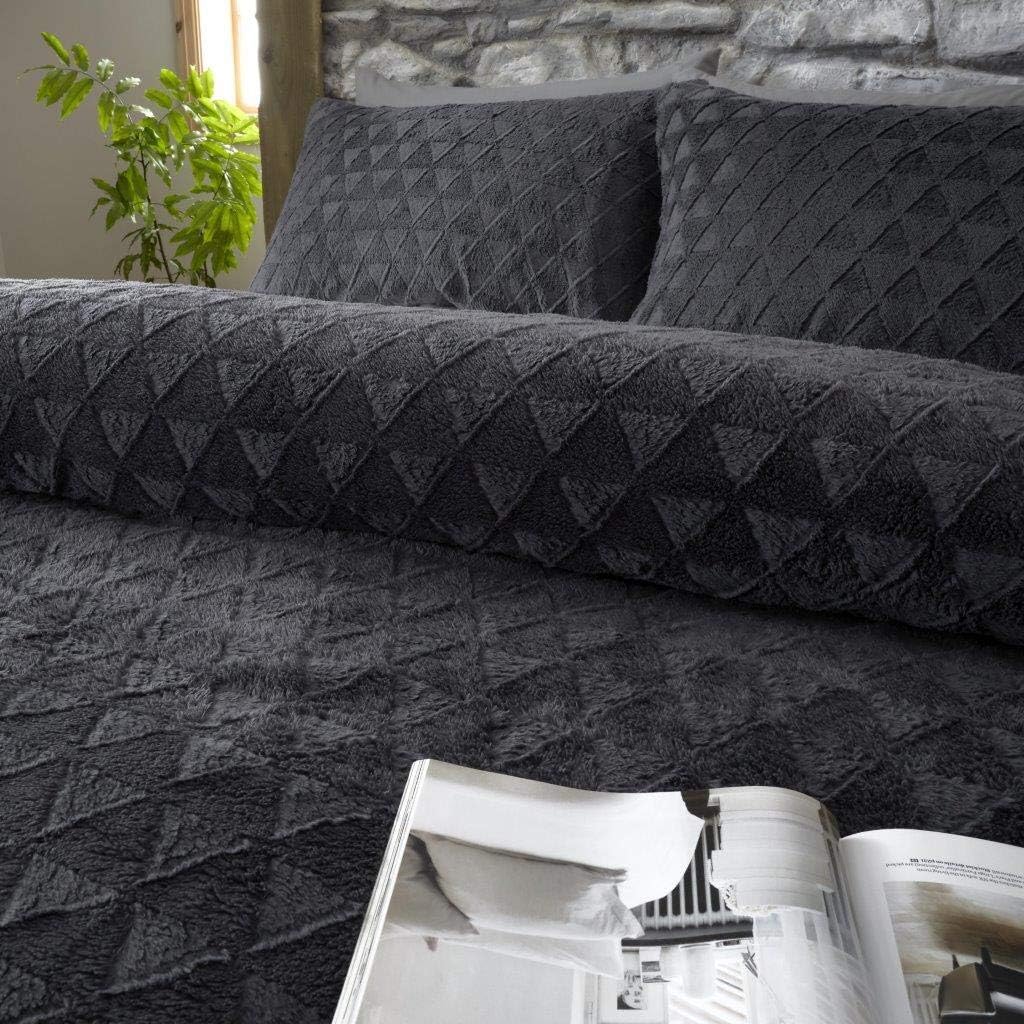 Super soft Wool Fill and Triangle Embossed Duvet Cover charcol black